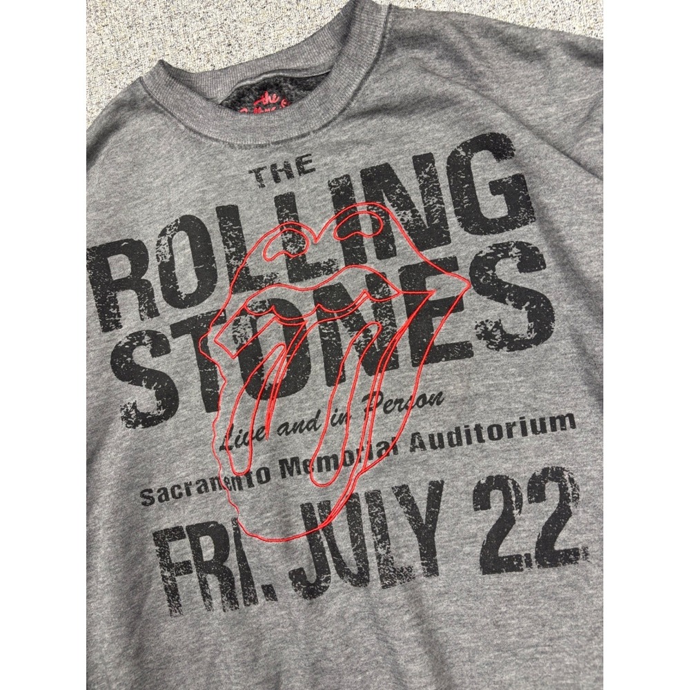 Rolling Stones Sacramento Tour Graphic Sweatshirt Grey Red Embroidery Large - Picture 3 of 9
